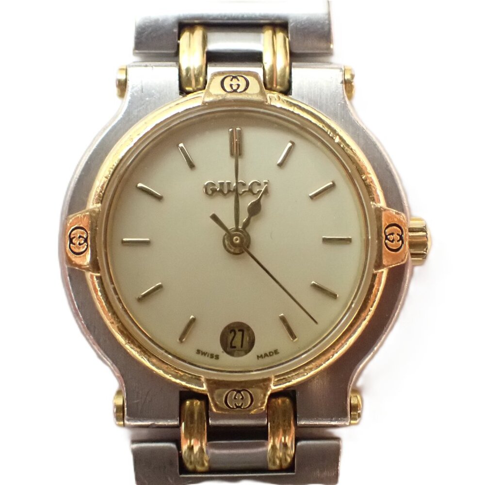 GUCCI 9000 L Swiss Made Two-Tone Quartz Women's Wristwatch